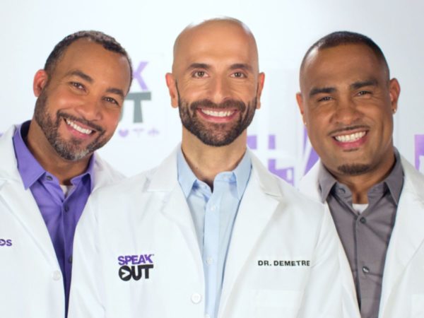 HIV doctors Demetre Daskalakis, David Malebranche, and Leandro Mena smiling