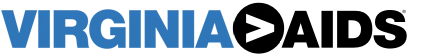 Blue and black Virginia is Greater Than HIV horizontal transparent logo
