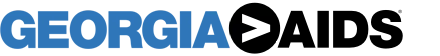 Blue and black Georgia is Greater Than HIV horizontal transparent logo