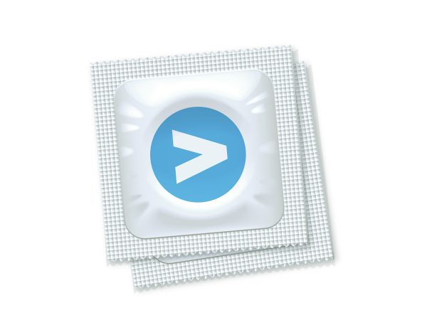 Photo of a condom with the Greater Than AIDS logo on it